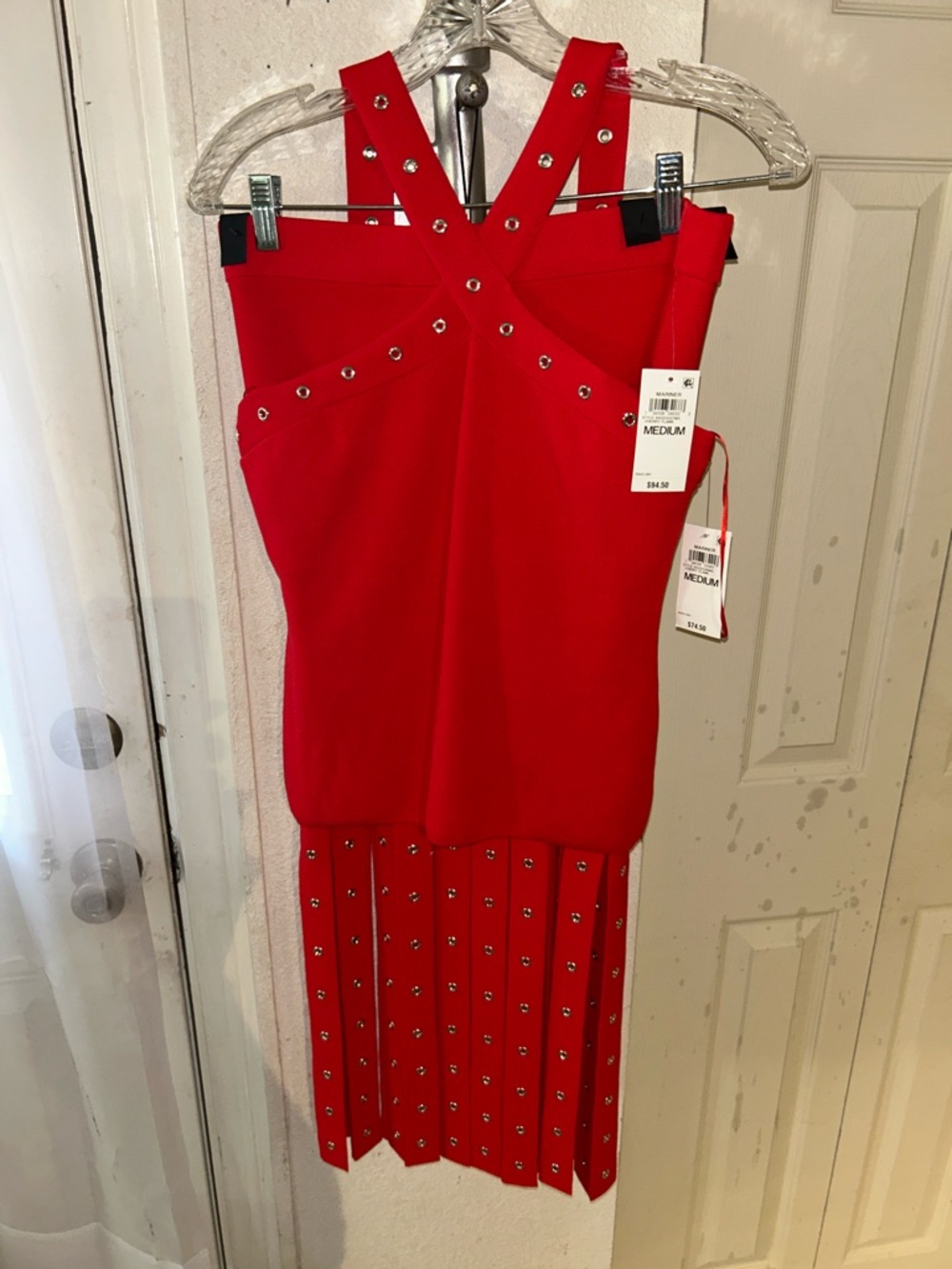 INC International Concepts Red Studded Midi Dress